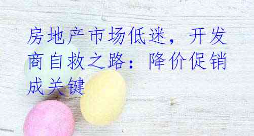 房地产市场低迷,开发商自救之路:降价促销成关键