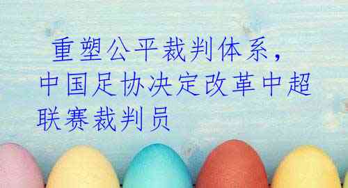 重塑公平裁判体系,中国足协决定改革中超联赛裁判员