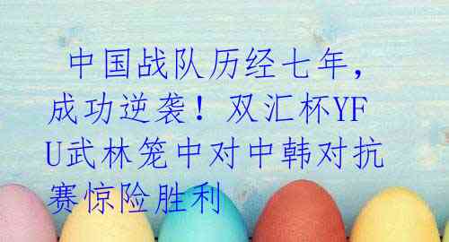 中国战队历经七年,成功逆袭!双汇杯YFU武林笼中对中韩对抗赛惊险胜利