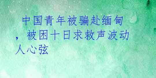  中国青年被骗赴缅甸，被困十日求救声波动人心弦 