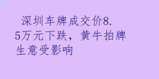  深圳车牌成交价8.5万元下跌，黄牛拍牌生意受影响 