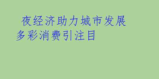  夜经济助力城市发展 多彩消费引注目 