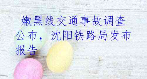 嫩黑线交通事故调查公布,沈阳铁路局发布报告