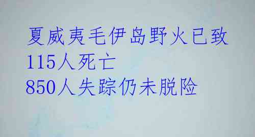 夏威夷毛伊岛野火已致115人死亡 850人失踪仍未脱险 