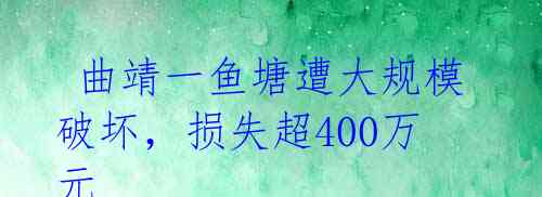  曲靖一鱼塘遭大规模破坏，损失超400万元 