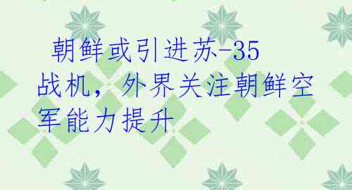  朝鲜或引进苏-35战机，外界关注朝鲜空军能力提升 