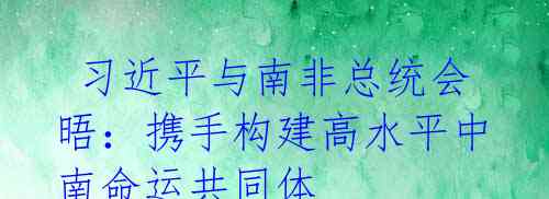习近平与南非总统会晤:携手构建高水平中南命运共同体