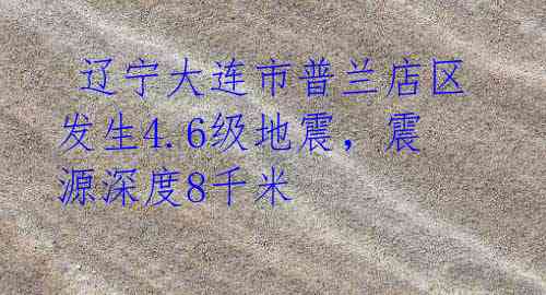 辽宁大连市普兰店区发生4.6级地震,震源深度8千米