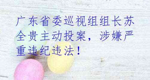 广东省委巡视组组长苏全贵主动投案,涉嫌严重违纪违法!