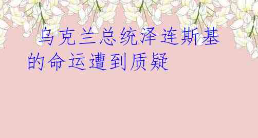乌克兰总统泽连斯基的命运遭到质疑