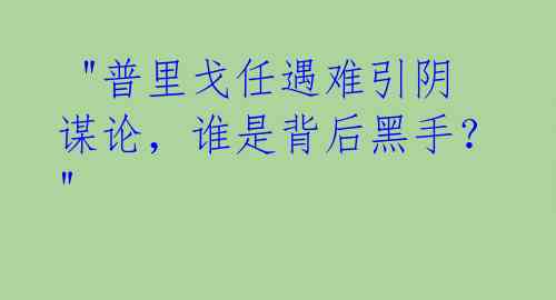 "普里戈任遇难引阴谋论,谁是背后黑手?"