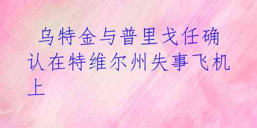  乌特金与普里戈任确认在特维尔州失事飞机上 