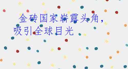 金砖国家崭露头角,吸引全球目光
