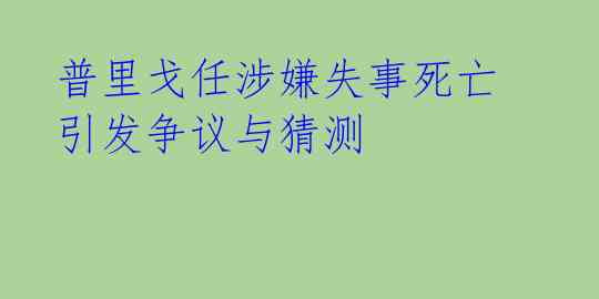 普里戈任涉嫌失事死亡 引发争议与猜测