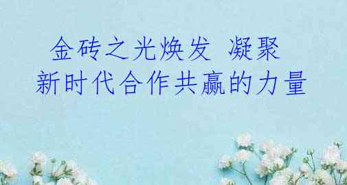 金砖之光焕发 凝聚新时代合作共赢的力量