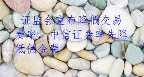 证监会宣布降低交易费率,中信证券率先降低佣金费