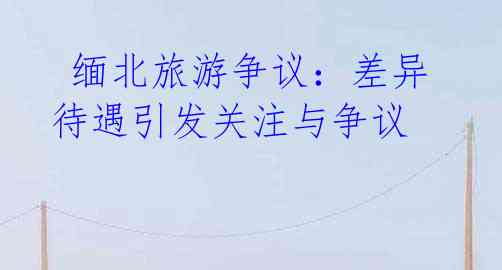 缅北旅游争议:差异待遇引发关注与争议