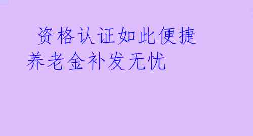  资格认证如此便捷 养老金补发无忧 