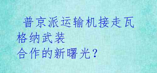  普京派运输机接走瓦格纳武装 合作的新曙光？ 