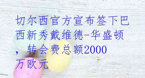 切尔西官方宣布签下巴西新秀戴维德-华盛顿,转会费总额2000万欧元