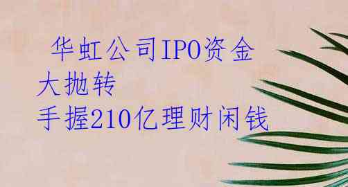 华虹公司IPO资金大抛转 手握210亿理财闲钱