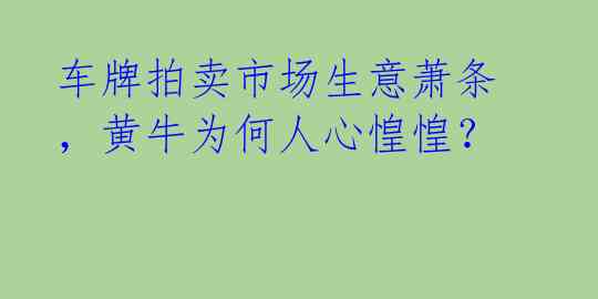 车牌拍卖市场生意萧条,黄牛为何人心惶惶?