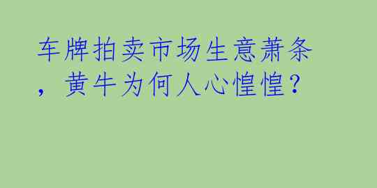 车牌拍卖市场生意萧条，黄牛为何人心惶惶？ 