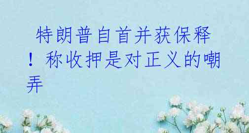 特朗普自首并获保释!称收押是对正义的嘲弄