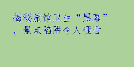 揭秘旅馆卫生“黑幕”,景点陷阱令人咂舌