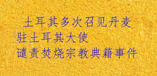  土耳其多次召见丹麦驻土耳其大使 谴责焚烧宗教典籍事件 