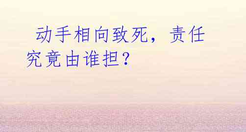 动手相向致死,责任究竟由谁担?