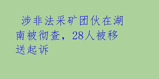 涉非法采矿团伙在湖南被彻查,28人被移送起诉