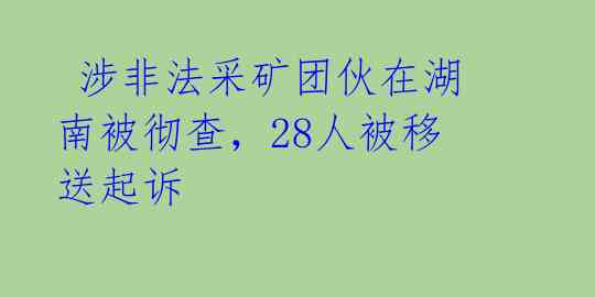  涉非法采矿团伙在湖南被彻查，28人被移送起诉 