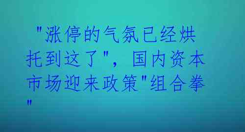  "涨停的气氛已经烘托到这了"，国内资本市场迎来政策"组合拳"