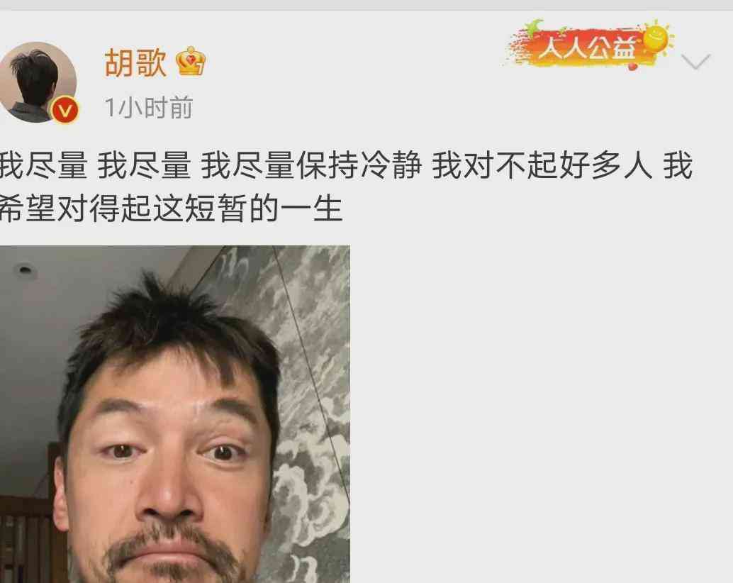  胡歌负面情绪暴露，粉丝心疼劝其不要受限 