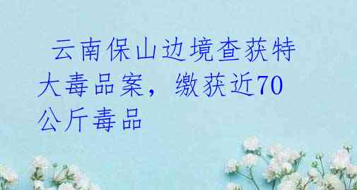  云南保山边境查获特大毒品案，缴获近70公斤毒品