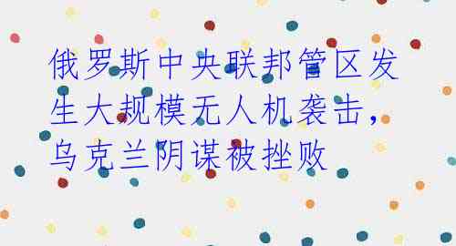 俄罗斯中央联邦管区发生大规模无人机袭击,乌克兰阴谋被挫败