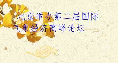 北京举办第二届国际气象经济高峰论坛