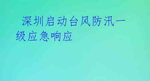 深圳启动台风防汛一级应急响应