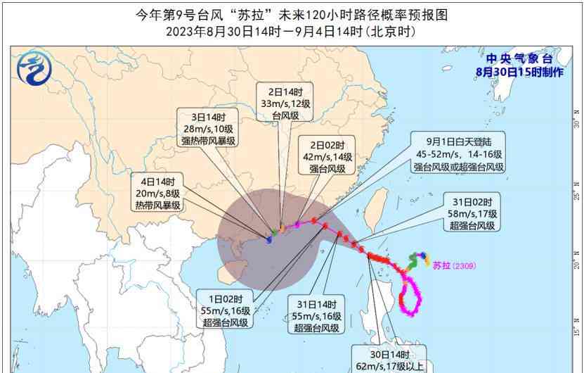  超强台风“苏拉”将登陆华南沿海 