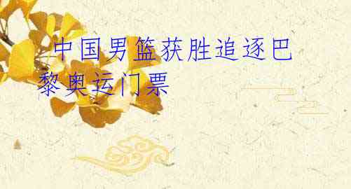 中国男篮获胜追逐巴黎奥运门票