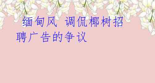 缅甸风 调侃椰树招聘广告的争议
