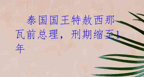 泰国国王特赦西那瓦前总理,刑期缩至1年