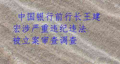  中国银行前行长王建宏涉严重违纪违法 被立案审查调查