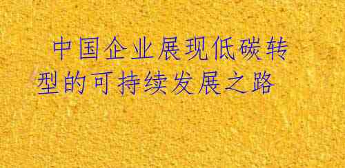中国企业展现低碳转型的可持续发展之路