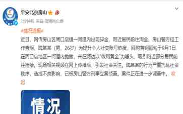 房山河道出现碎金 男子网购黄铜颗粒制造谣言