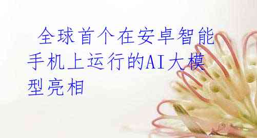 全球首个在安卓智能手机上运行的AI大模型亮相