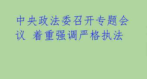 中央政法委召开专题会议 着重强调严格执法