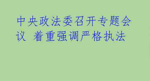 中央政法委召开专题会议 着重强调严格执法 