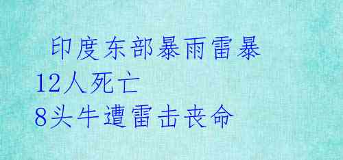 印度东部暴雨雷暴 12人死亡 8头牛遭雷击丧命